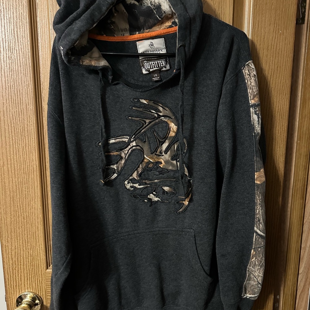 Men's Black Hoodie with Camouflage Accents